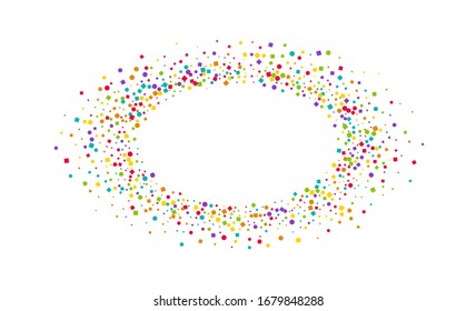 Rainbow Celebrate Dot Invitation. Green Christmas Rain Postcard. Invitation Circle Card. Color Shine Fun Design.