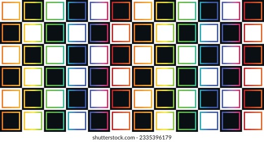 Rainbow checkered pattern. Vector seamless tiling of chess cells. For print, packaging, wallpapers, covers, backgrounds, pillows.