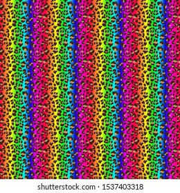 Rainbow Cheetah Print Seamless Pattern,, Rainbow Leopard Surface Pattern, Panther Vector Repeat Pattern for Home Decor, Textile Design, Fabric Printing, Stationary, Packaging, or Background
