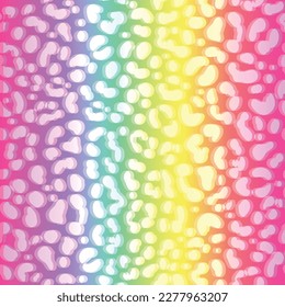 Rainbow cheetah seamless pattern. Leopard neon print. Vector animal spotted skin background.