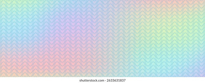Rainbow cheque waves watermark for certificate, voucher, money vector illustration