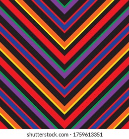 Rainbow Chevron diagonal striped seamless pattern background suitable for fashion textiles, graphics