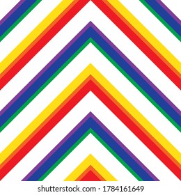 Rainbow Chevron diagonal striped seamless pattern background suitable for fashion textiles, graphics