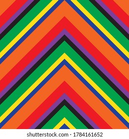 Rainbow Chevron diagonal striped seamless pattern background suitable for fashion textiles, graphics