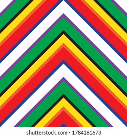 Rainbow Chevron diagonal striped seamless pattern background suitable for fashion textiles, graphics