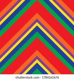Rainbow Chevron diagonal striped seamless pattern background suitable for fashion textiles, graphics