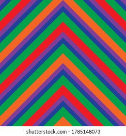Rainbow Chevron diagonal striped seamless pattern background suitable for fashion textiles, graphics