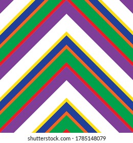 Rainbow Chevron diagonal striped seamless pattern background suitable for fashion textiles, graphics