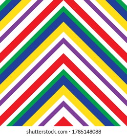 Rainbow Chevron diagonal striped seamless pattern background suitable for fashion textiles, graphics