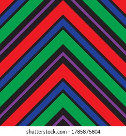 Rainbow Chevron diagonal striped seamless pattern background suitable for fashion textiles, graphics