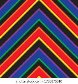 Rainbow Chevron diagonal striped seamless pattern background suitable for fashion textiles, graphics