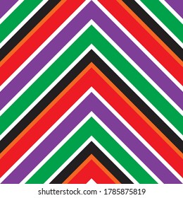 Rainbow Chevron diagonal striped seamless pattern background suitable for fashion textiles, graphics