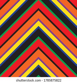 Rainbow Chevron diagonal striped seamless pattern background suitable for fashion textiles, graphics