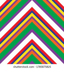Rainbow Chevron diagonal striped seamless pattern background suitable for fashion textiles, graphics