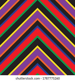 Rainbow Chevron diagonal striped seamless pattern background suitable for fashion textiles, graphics