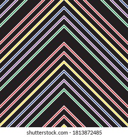Rainbow Chevron diagonal striped seamless pattern background suitable for fashion textiles, graphics