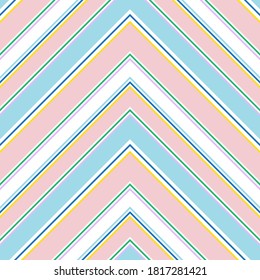 Rainbow Chevron diagonal striped seamless pattern background suitable for fashion textiles, graphics