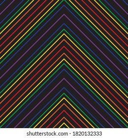 Rainbow Chevron diagonal striped seamless pattern background suitable for fashion textiles, graphics