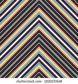 Rainbow Chevron diagonal striped seamless pattern background suitable for fashion textiles, graphics