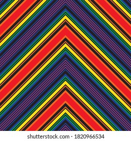 Rainbow Chevron diagonal striped seamless pattern background suitable for fashion textiles, graphics