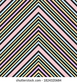 Rainbow Chevron diagonal striped seamless pattern background suitable for fashion textiles, graphics