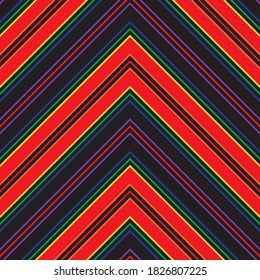 Rainbow Chevron diagonal striped seamless pattern background suitable for fashion textiles, graphics