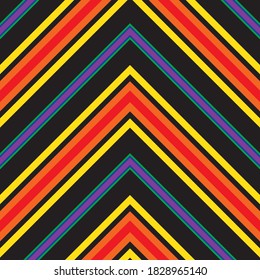 Rainbow Chevron diagonal striped seamless pattern background suitable for fashion textiles, graphics