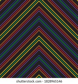 Rainbow Chevron diagonal striped seamless pattern background suitable for fashion textiles, graphics