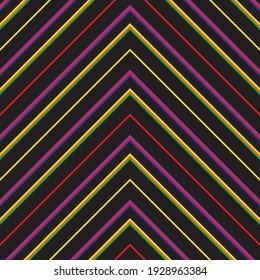 Rainbow Chevron diagonal striped seamless pattern background suitable for fashion textiles, graphics