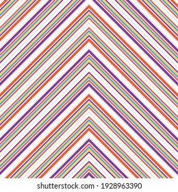 Rainbow Chevron diagonal striped seamless pattern background suitable for fashion textiles, graphics