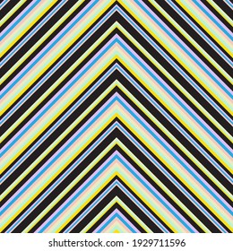 Rainbow Chevron diagonal striped seamless pattern background suitable for fashion textiles, graphics