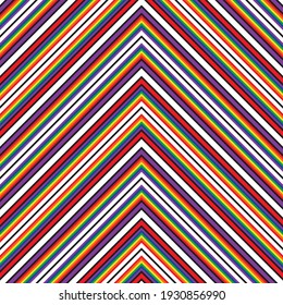 Rainbow Chevron diagonal striped seamless pattern background suitable for fashion textiles, graphics