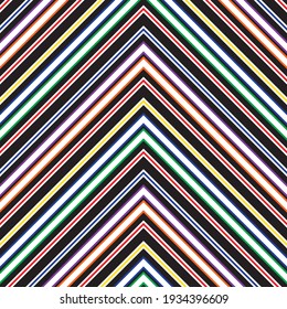 Rainbow Chevron diagonal striped seamless pattern background suitable for fashion textiles, graphics
