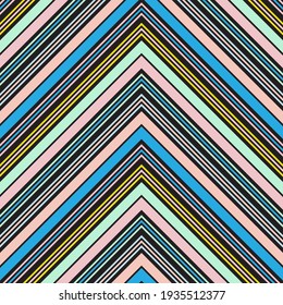 Rainbow Chevron diagonal striped seamless pattern background suitable for fashion textiles, graphics