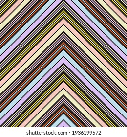 Rainbow Chevron diagonal striped seamless pattern background suitable for fashion textiles, graphics