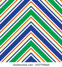 Rainbow Chevron diagonal striped seamless pattern background suitable for fashion textiles, graphics