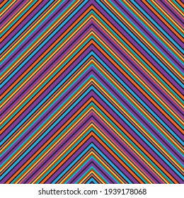 Rainbow Chevron diagonal striped seamless pattern background suitable for fashion textiles, graphics