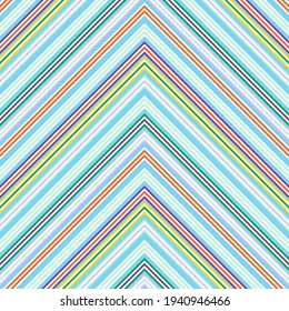 Rainbow Chevron diagonal striped seamless pattern background suitable for fashion textiles, graphics