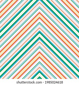 Rainbow Chevron diagonal striped seamless pattern background suitable for fashion textiles, graphics