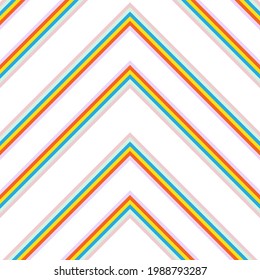 Rainbow Chevron diagonal striped seamless pattern background suitable for fashion textiles, graphics