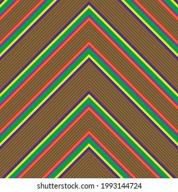 Rainbow Chevron diagonal striped seamless pattern background suitable for fashion textiles, graphics