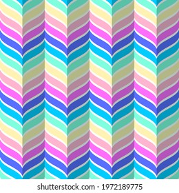 Rainbow chevron pattern, seamless vector geometric background. Magic rainbow stripes pattern. Abstract geometric wave background.