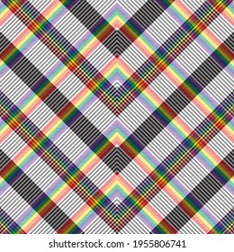 Rainbow Chevron Plaid Tartan textured Seamless pattern design suitable for fashion textiles and graphics