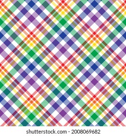 Rainbow Chevron Plaid Tartan textured Seamless pattern design suitable for fashion textiles and graphics