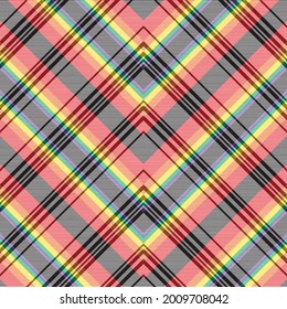 Rainbow Chevron Plaid Tartan textured Seamless pattern design suitable for fashion textiles and graphics