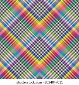 Rainbow Chevron Plaid Tartan textured Seamless pattern design suitable for fashion textiles and graphics