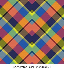 Rainbow Chevron Plaid Tartan textured Seamless pattern design suitable for fashion textiles and graphics