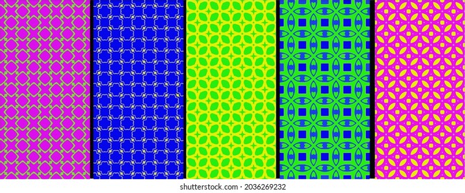 Colección de patrones geométricos sin soldadura vectorial de chevron arco iris. Coloridos y luminosos fondos con modernas etiquetas minimalistas. Texturas abstractas de zigzag. Diseño de patrones para Semana Santa, decoración de vacaciones 
