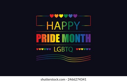 Rainbow Chic Stylish Text and Flag Illustration for Pride Month