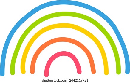 Rainbow, children's drawing. Vector illustration isolated on white background.